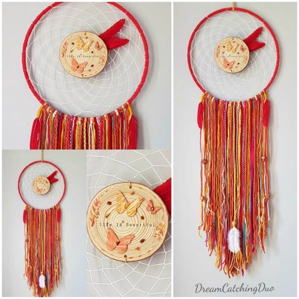 red dreamcatcher, handmade, unique gift, any occasion, bespoke, personalised, customised, dreamcatchingduo, irish, shop local, love dreaming, dreaming wild
